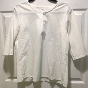 Casual White Loose Fitting Mid-Sleeved Top Women’s XL